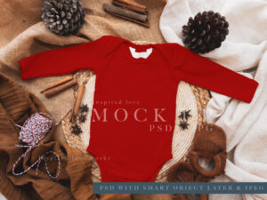 Christmas onesie mockup for surface pattern designs and cute Christmas mockups