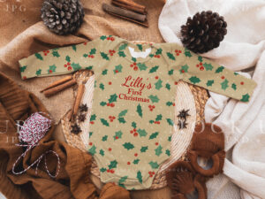 Christmas onesie mockup for surface pattern designs and cute Christmas mockups